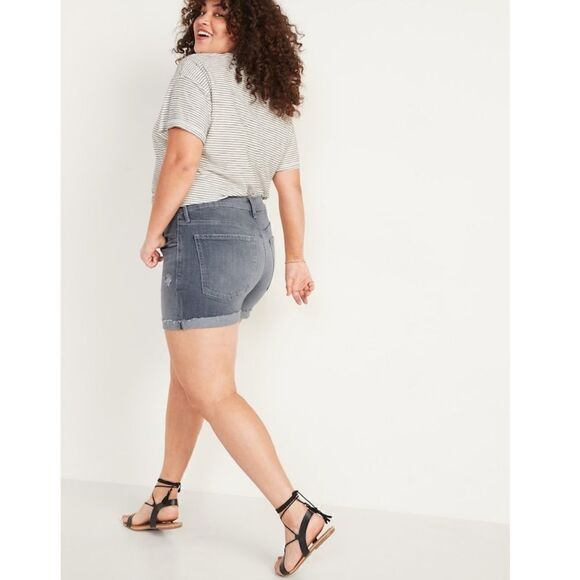 High Waisted Gray Cut-Off Jean Short Size 18 - Picture 2 of 9